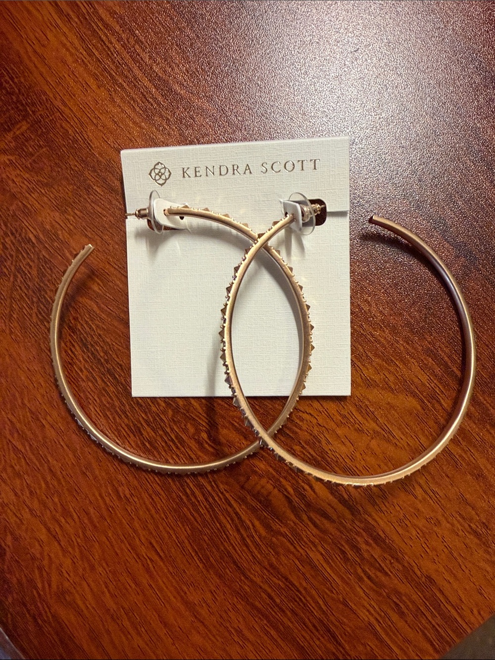 Rare Kendra Scott Rose Gold Aurora Borealis Large Crystal Hoop Earrings